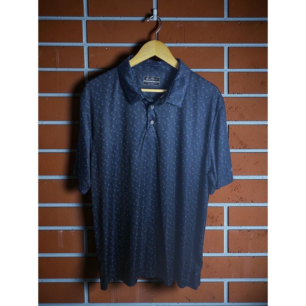 Ben Hogan Performance Golf Polo Men's XL Navy Blue Print Short Sleeve Shirt